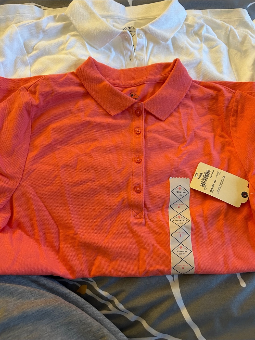 St. John's Bay Coral and white Polo Shirts